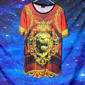 West Kvsh- Red Shirt w/ Lion & Chains size Large